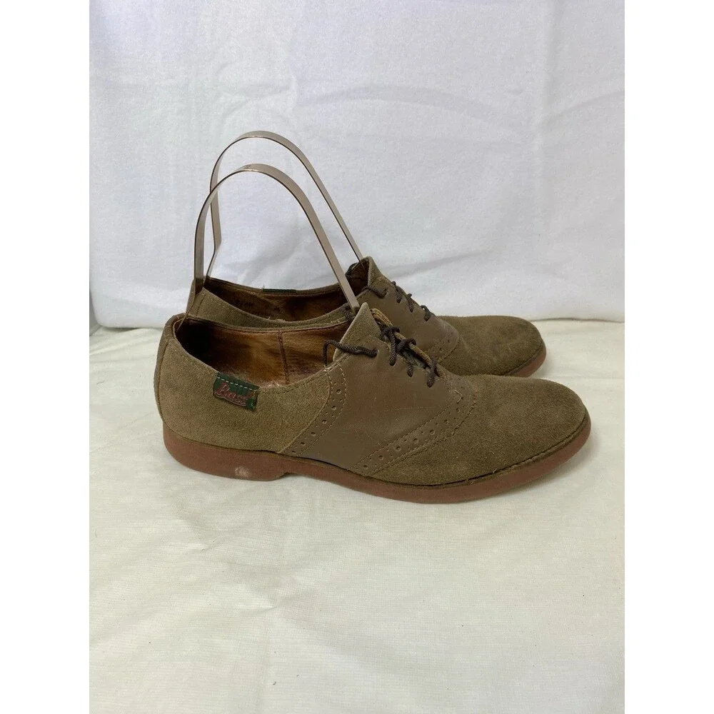 GH Bass Mens Saddle Oxford Size 8 Tan Camel Suede Leather Gum Sole Casual Shoe